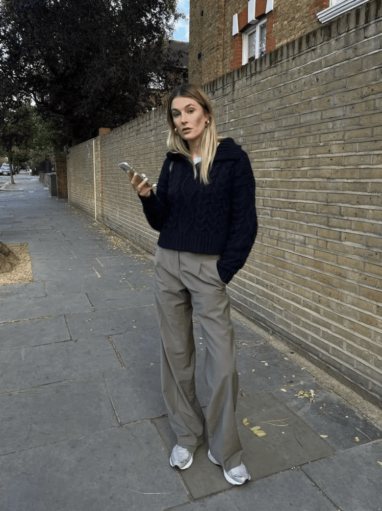 鞋 ” 越慵懒穿越高级！冬天 “ 阔腿裤+运动(图8)